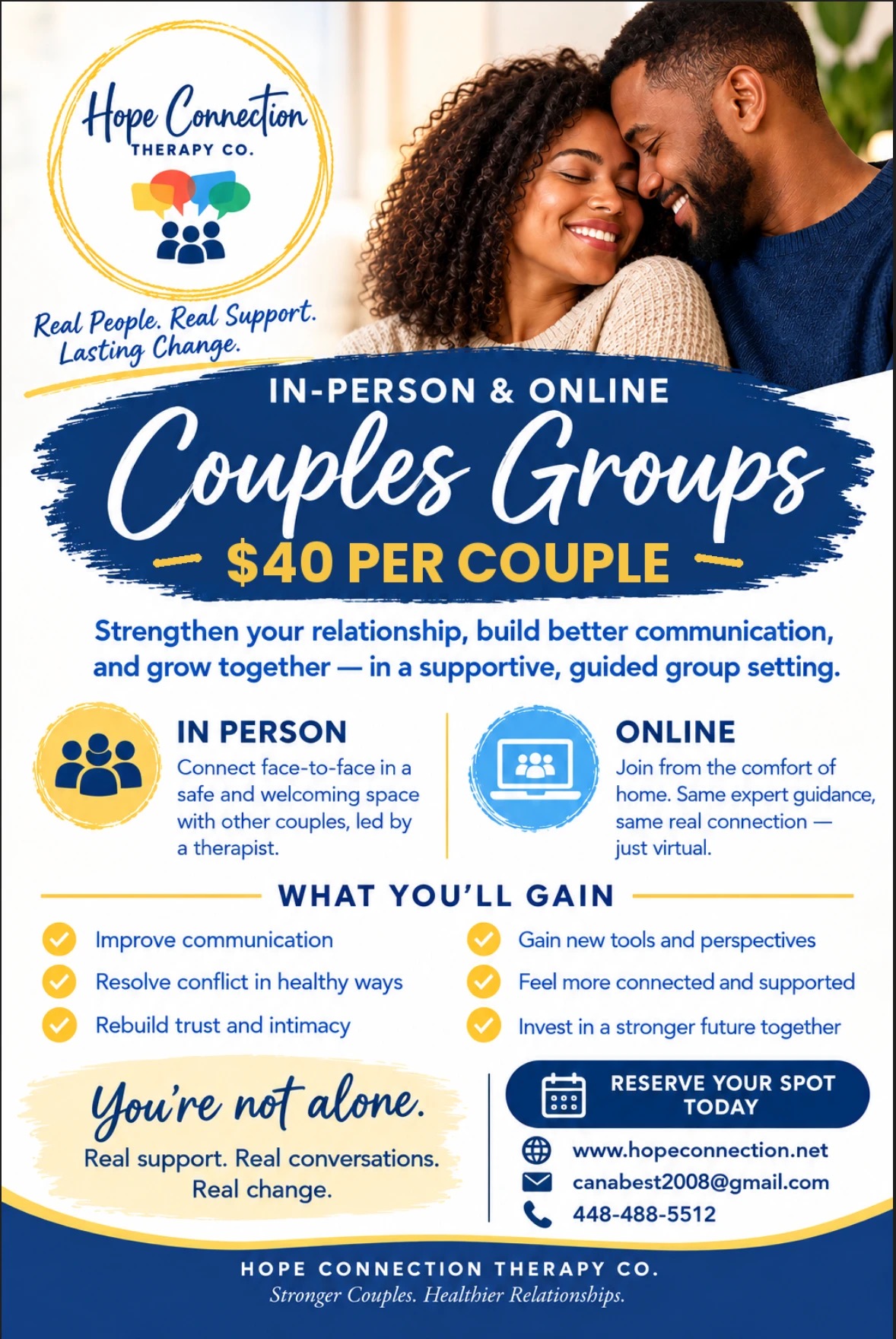 Couples Groups flyer; complete details are on our Couples Group interest form.